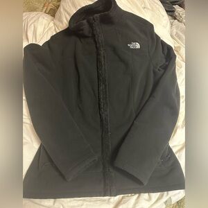 North face black faux fur jacket